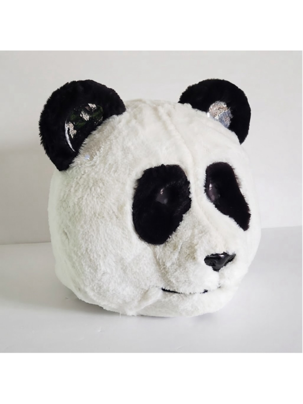 Target Panda Bear Mask Head Faux Fur Costume Headwear Halloween Cosplay 15"